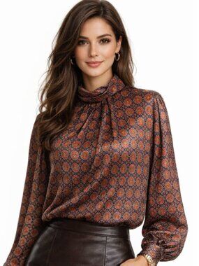 Vintage Hunt Club Satin Long Sleeve Blouse Size large